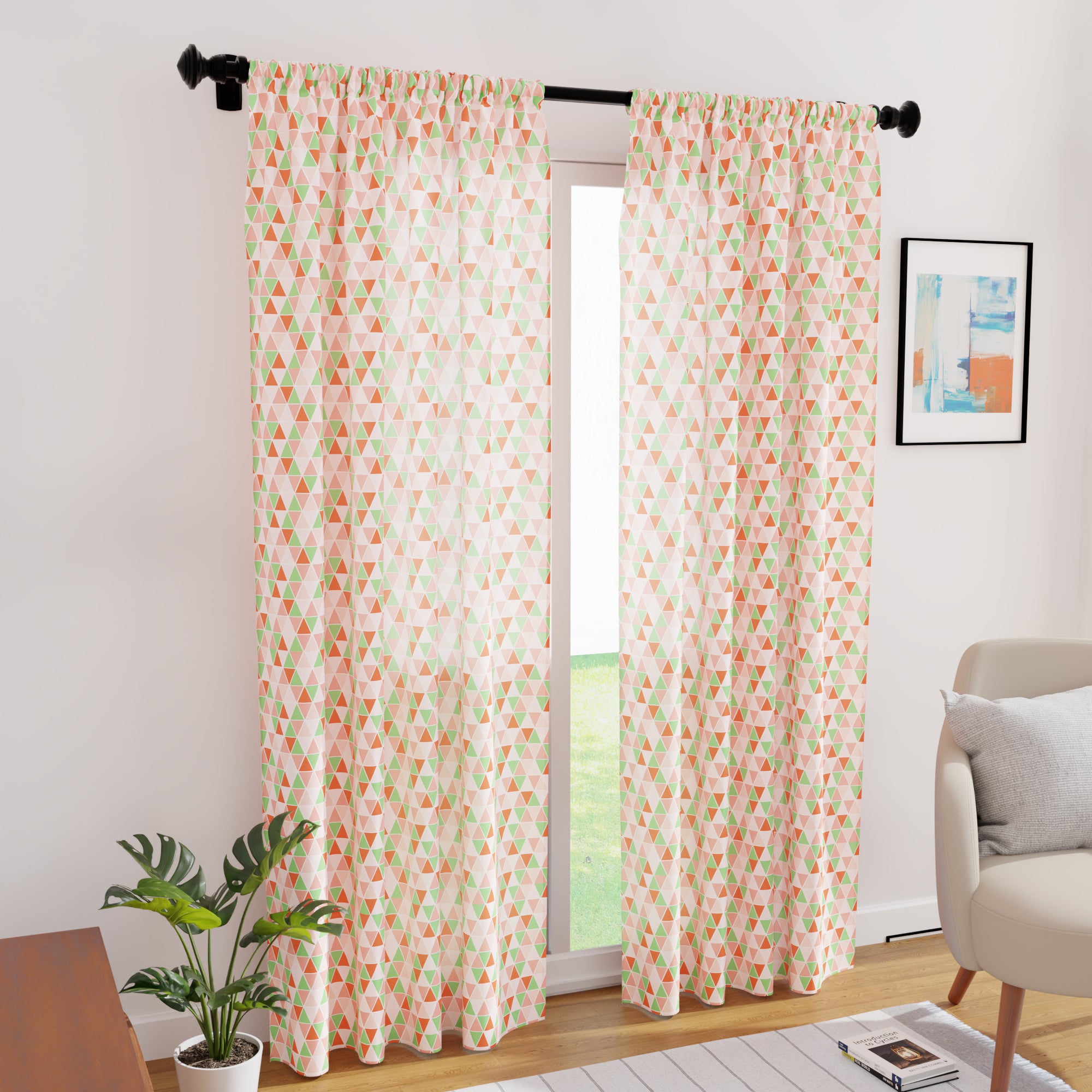 Polyester Triangles Tomato Curtain (Pack of 2)