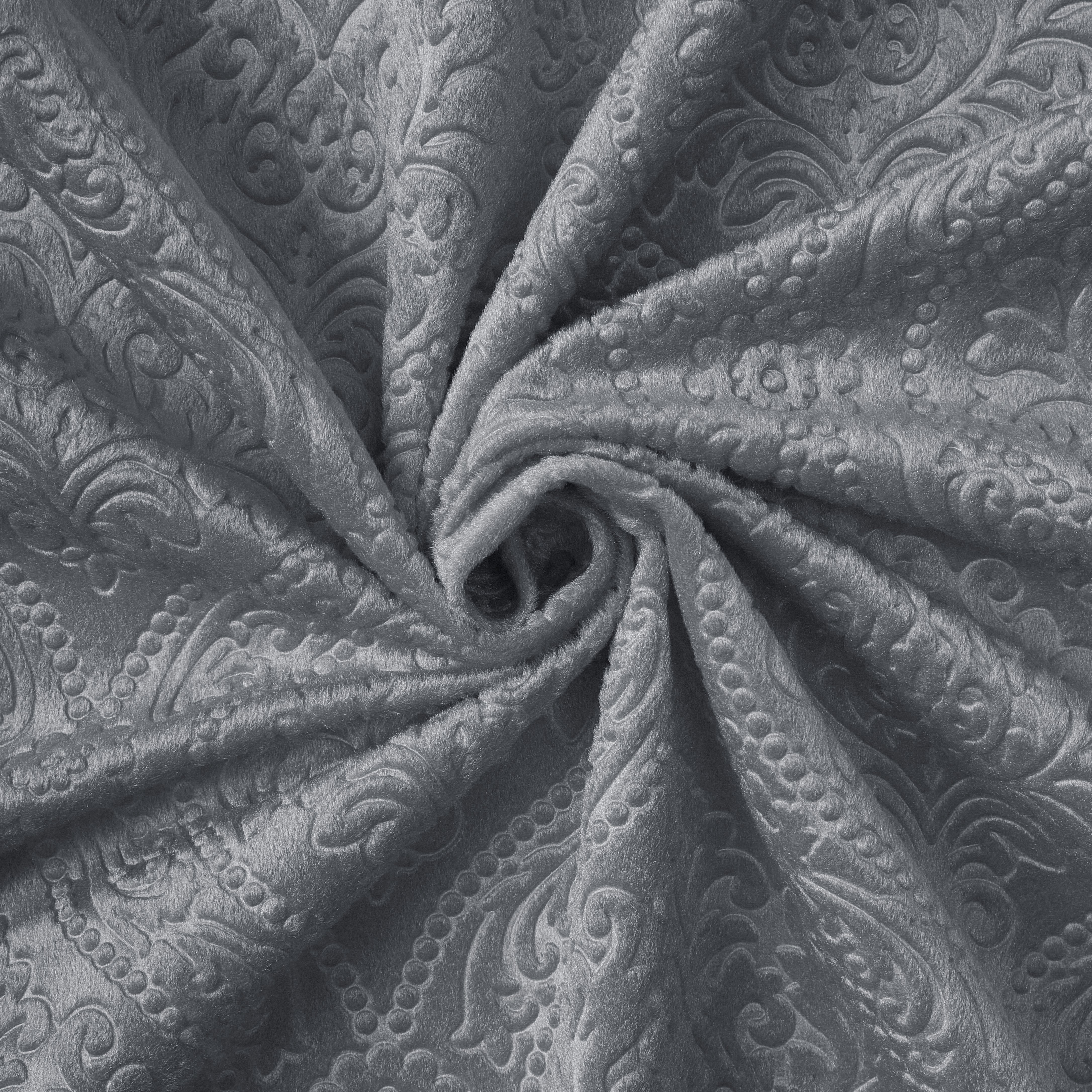 Embossed Velvet Grey Fabric by Meter