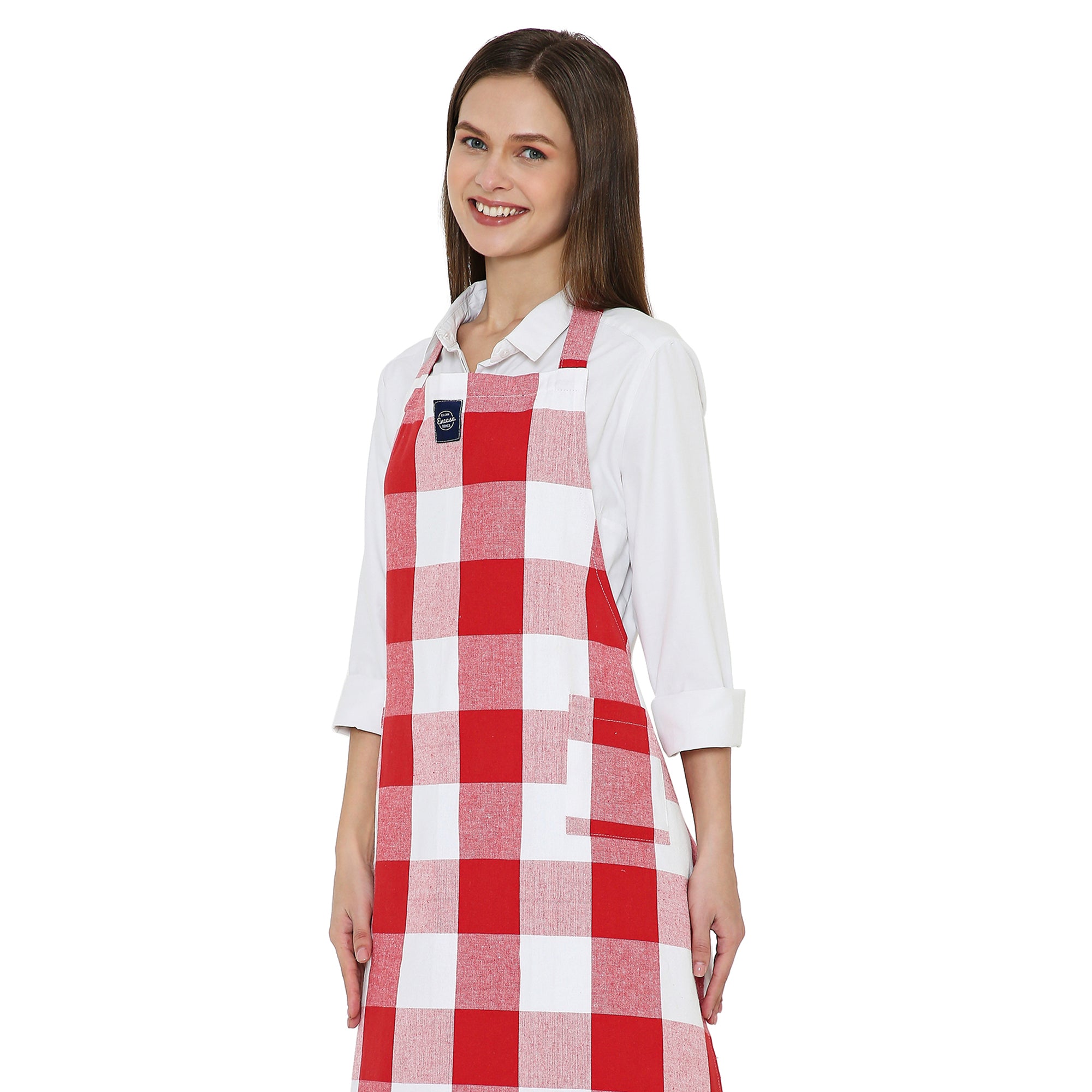 Cotton Buffalo Red Checks Apron (Pack of 1)