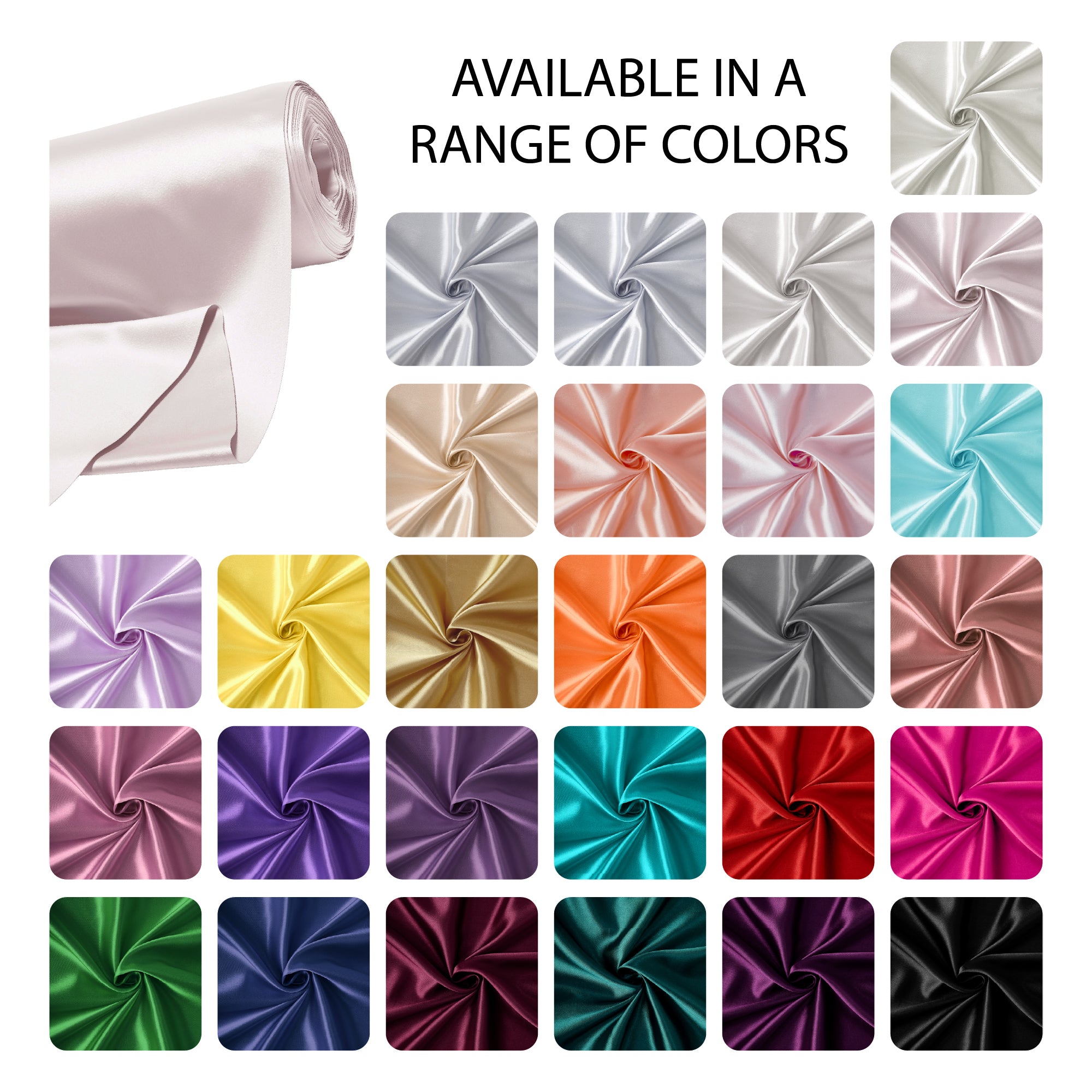 Silky Satin Fabric Material By Meter | 110 Cm Width, Silk & Shiny Fabrics | Fabric For Scrunchies, Dress, Pillowcases, Pajamas, Evening Dress, DIY