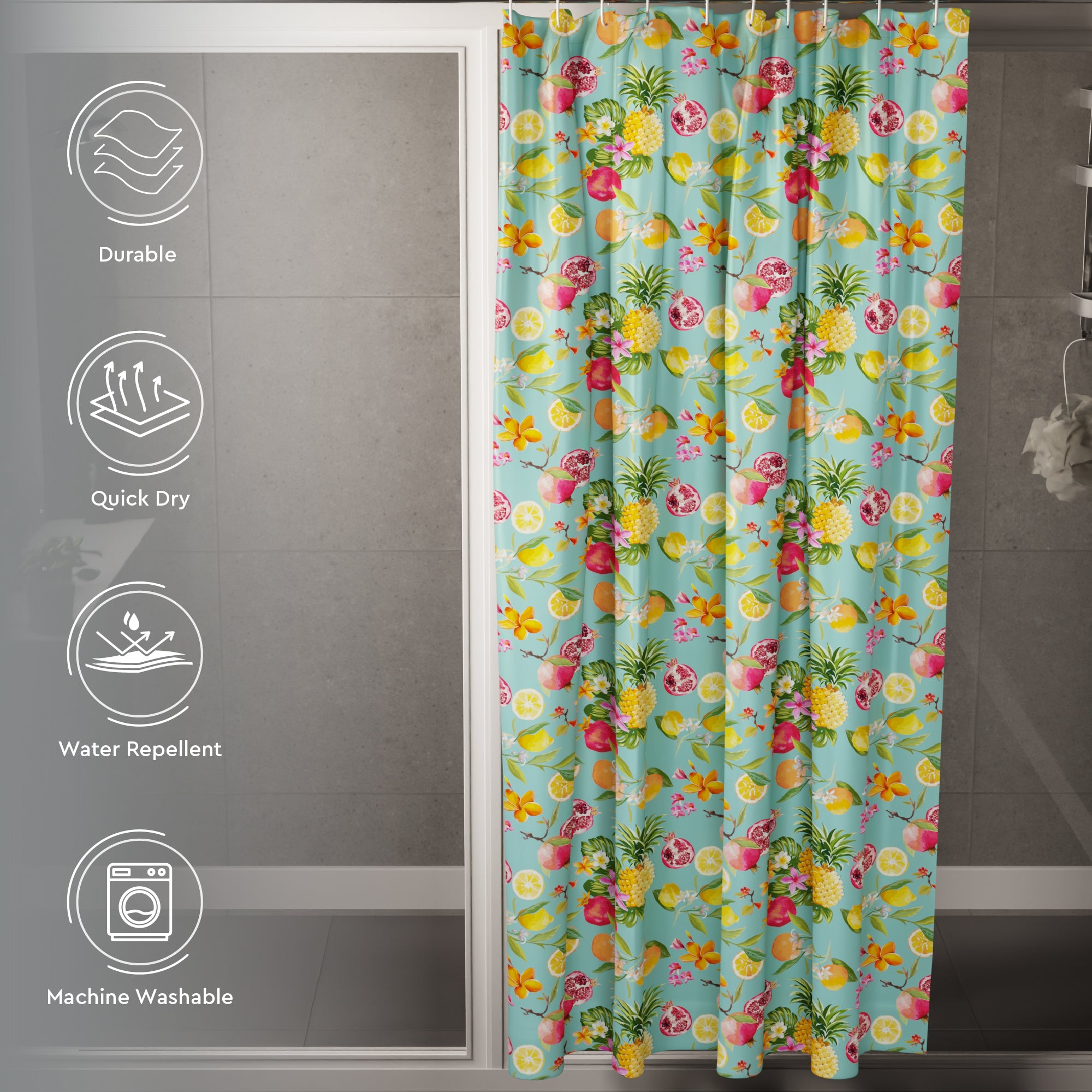 Polyester Pineapple Shower Curtain (Pack of 1)