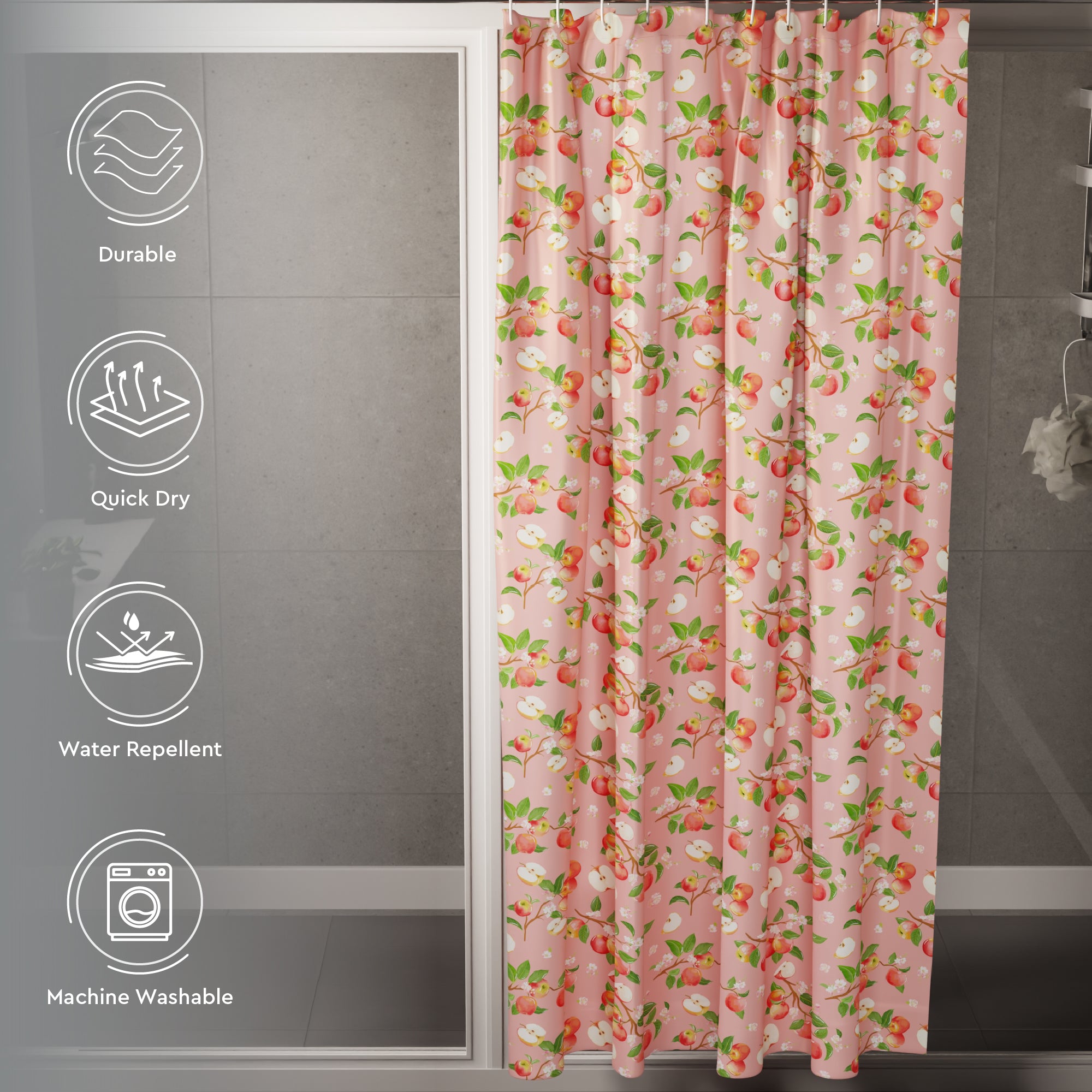 Polyester Apple Shower Curtain (Pack of 1)