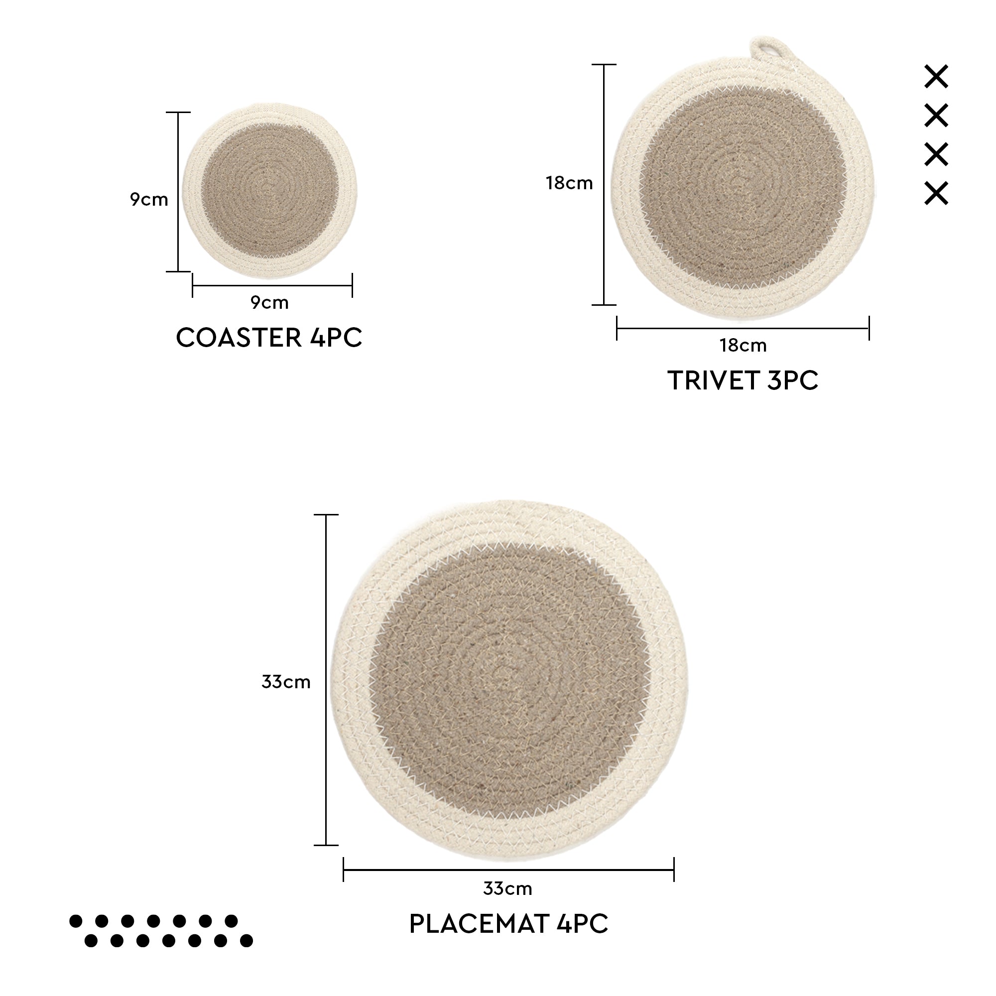 Cotton Beige & Off White Dinning Table Combo (Pack of 11)