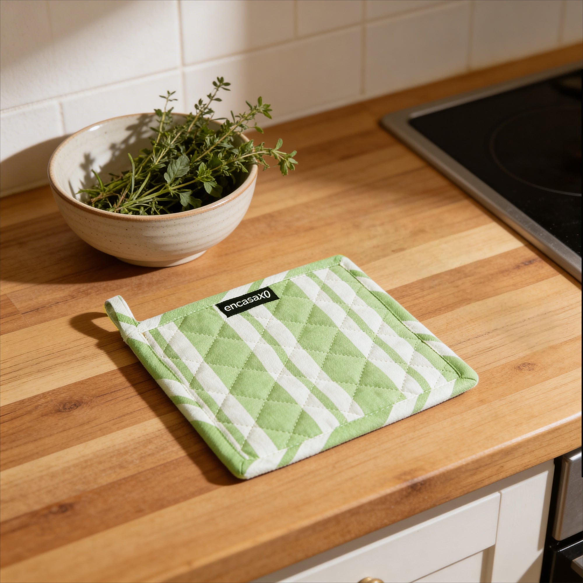 RC Yarn-Dyed Franca Lime Stripes Potholder (Pack of 2)