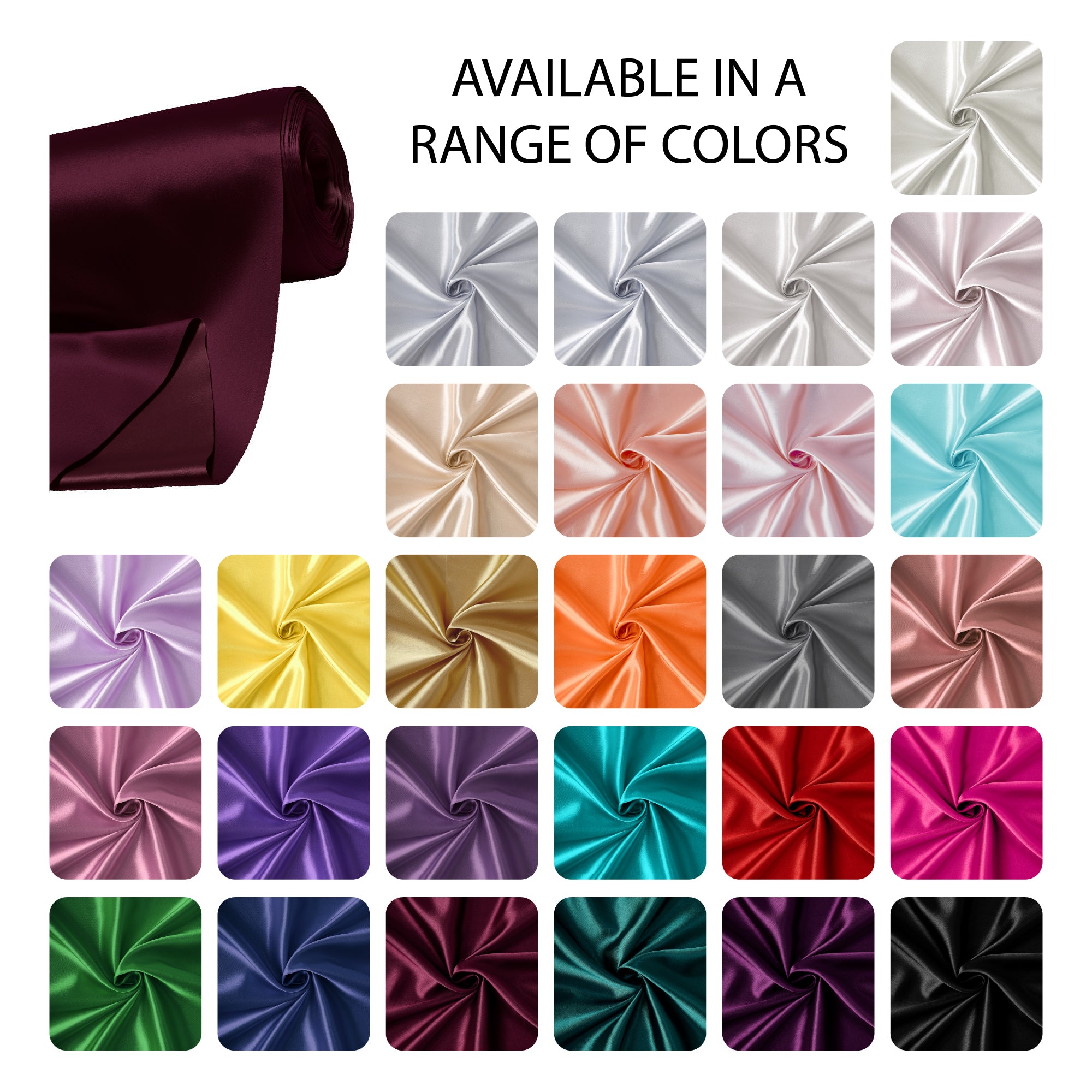 Silky Satin Fabric Material By Meter | 110 Cm Width, Silk & Shiny Fabrics | Fabric For Scrunchies, Dress, Pillowcases, Pajamas, Evening Dress, DIY