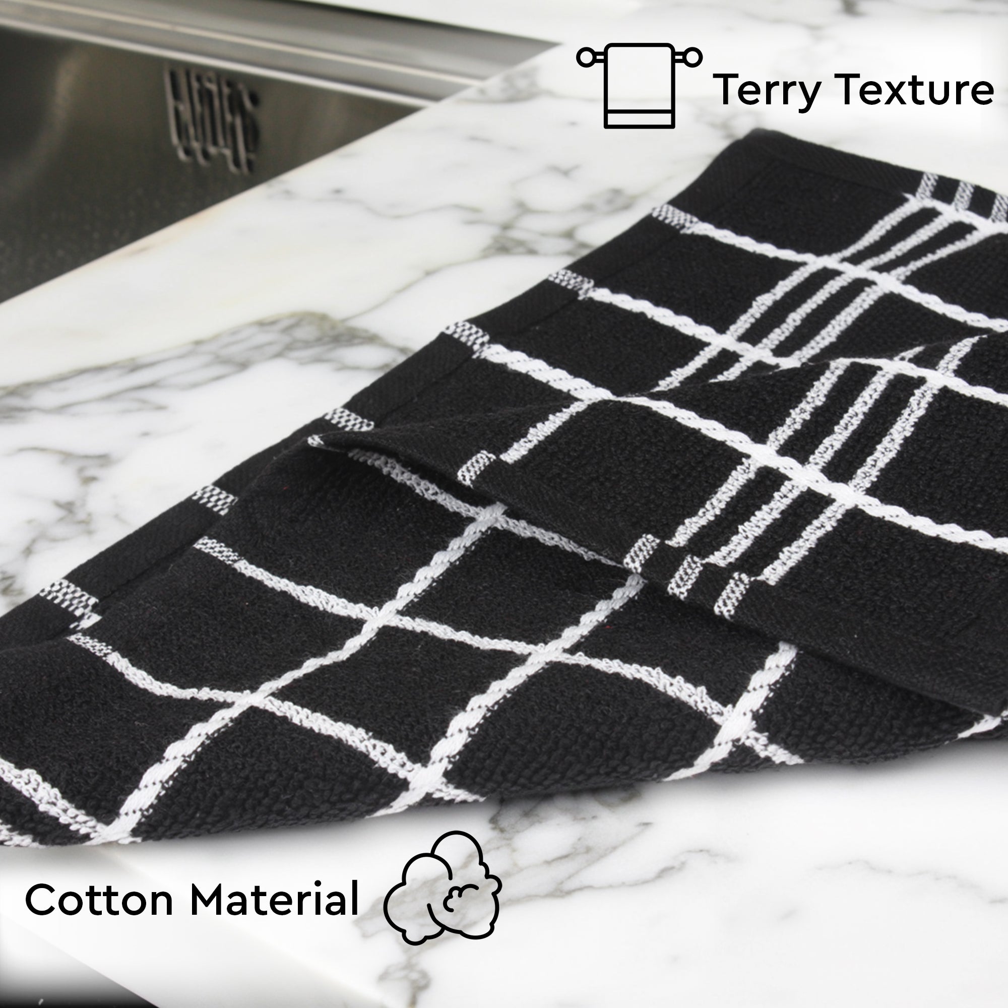 Cotton Black Combo-1 Bath Towel (Pack of 6)