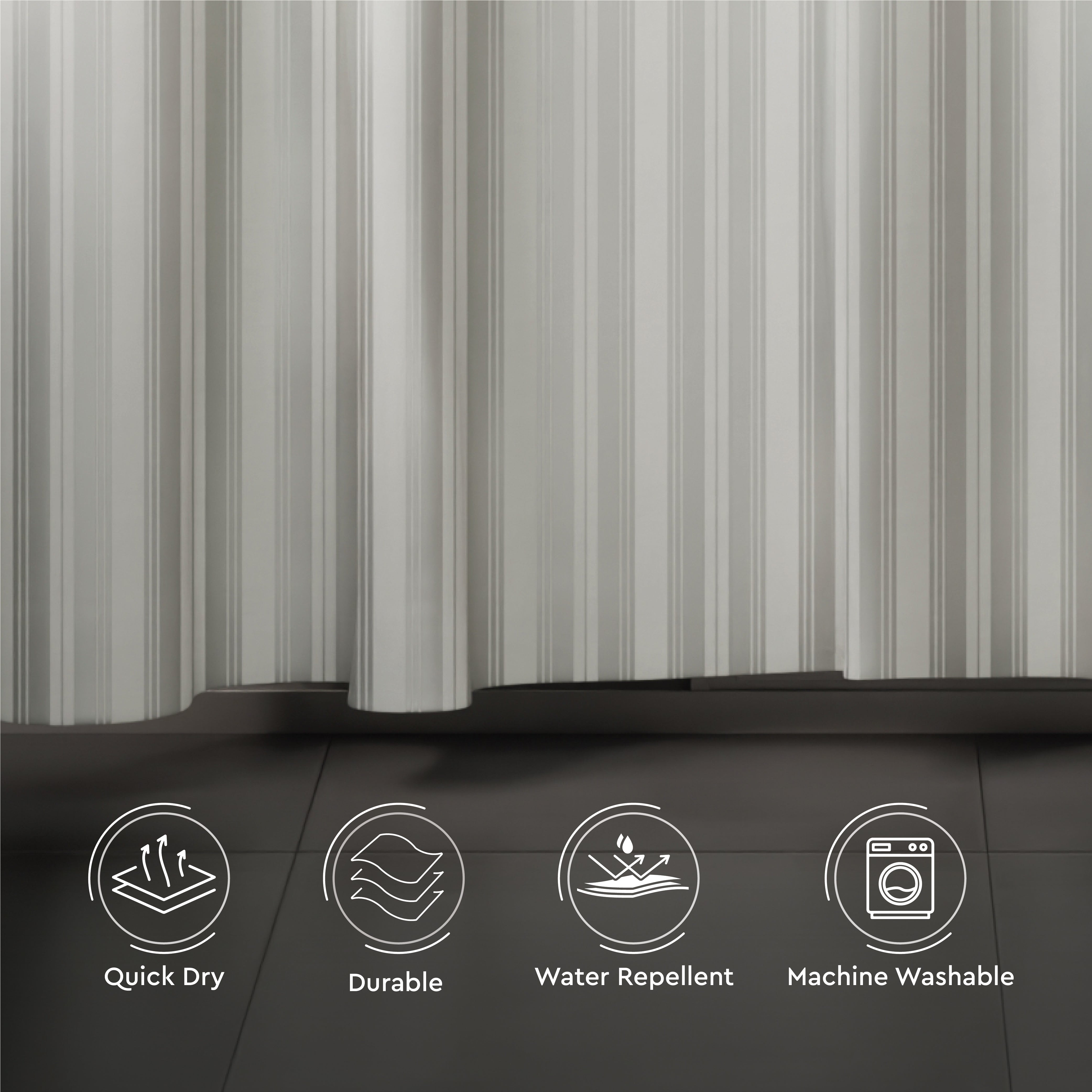 Polyester Stripe Grey Shower Curtain (Pack of 1)