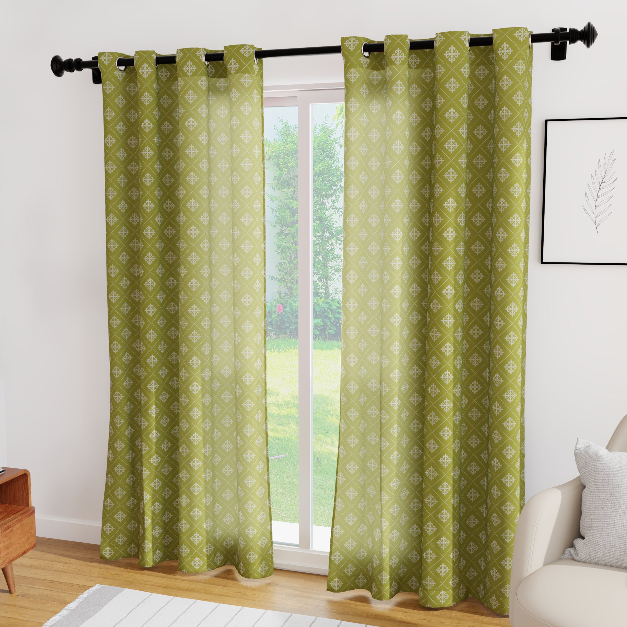 Micro Moroccan Olive Curtain (Pack of 2)