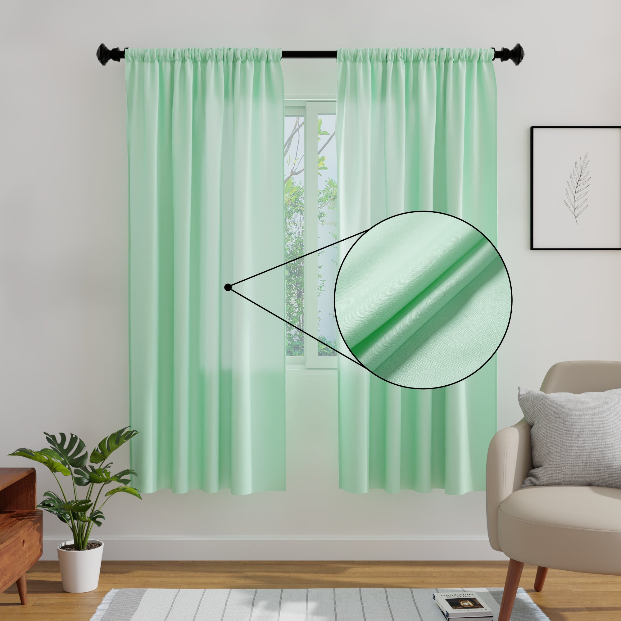 Micro Mint Curtain (Pack of 2)
