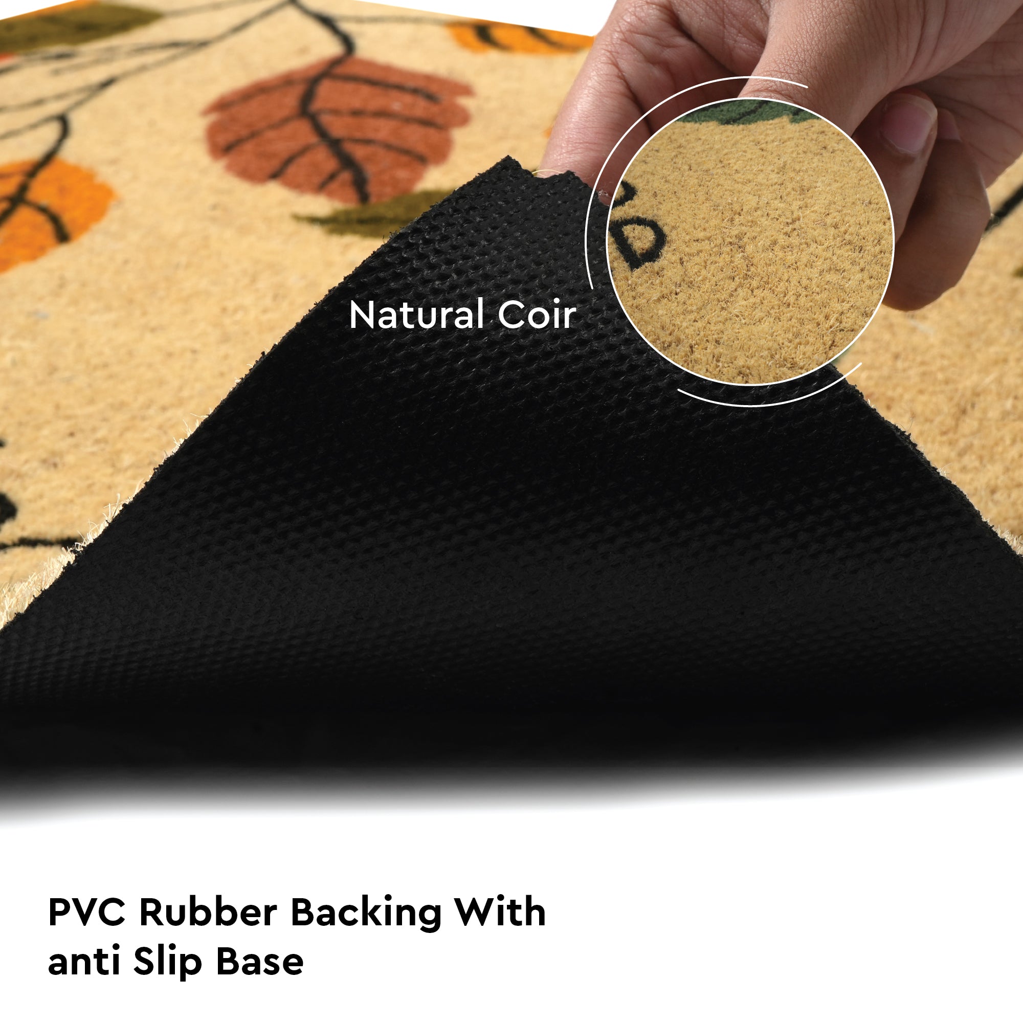 Coir Door Mats for Home Entrance Thick Anti-slip Welcome Doormat with PVC Back | Ideal for Indoor, Outdoor, Patio, Home and Office | Durable and Easy to Clean
