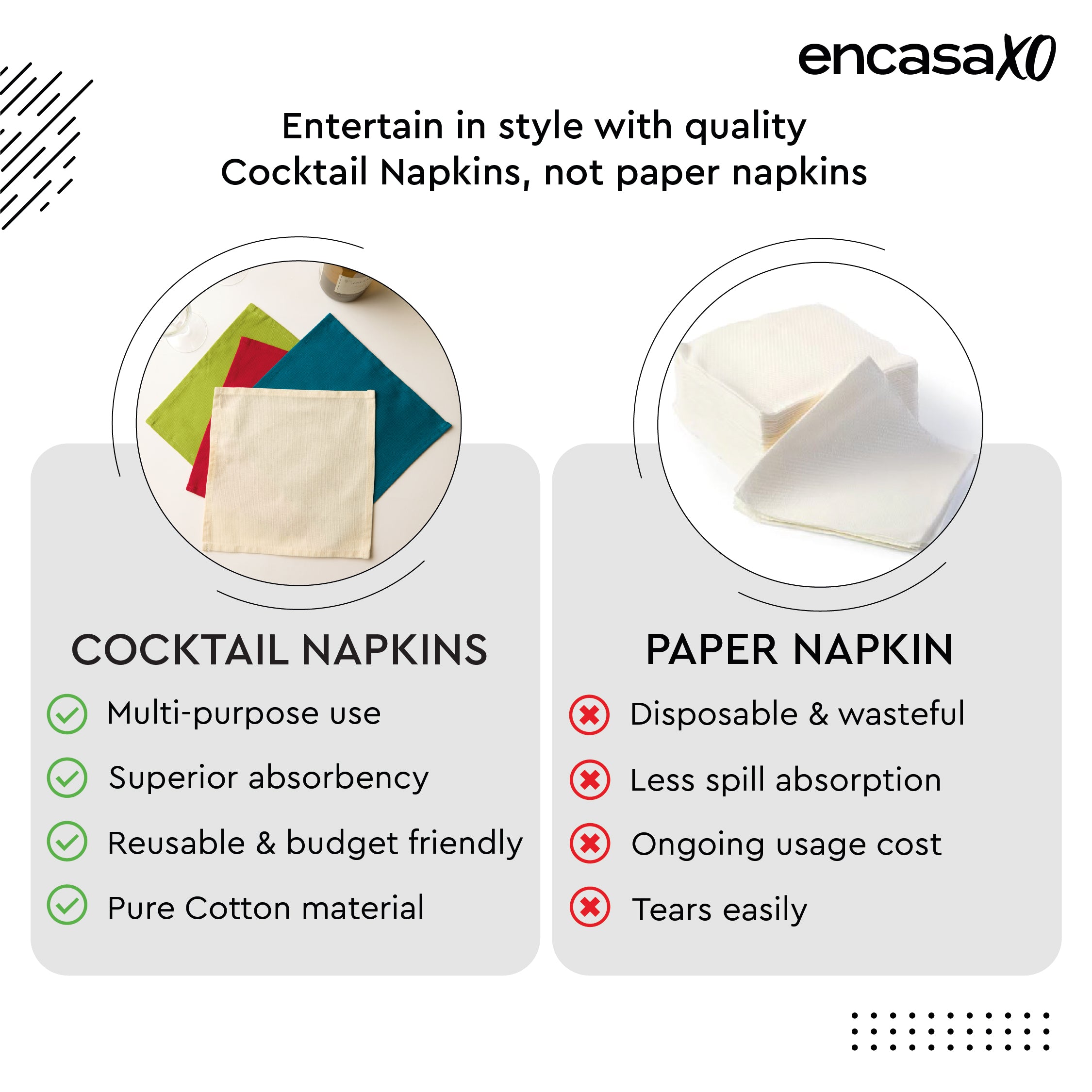Cotton Jet Black Table Napkins (Pack of 12)
