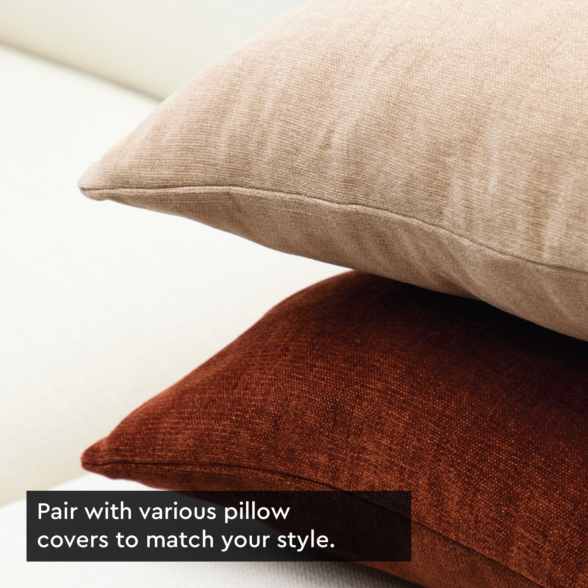 Chenille Rust Orange Cushion Cover (Pack of 2)