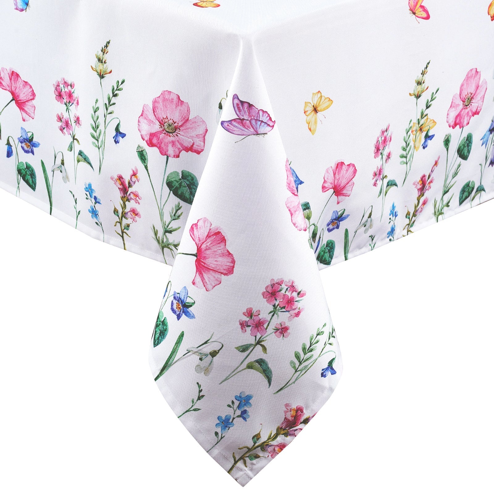 WR Spun Polyester Pink Butterflies Printed Table Cloth (Pack of 1)