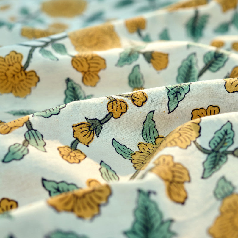 Jaipuri Hand block Print Cotton Yellow Tablecloth