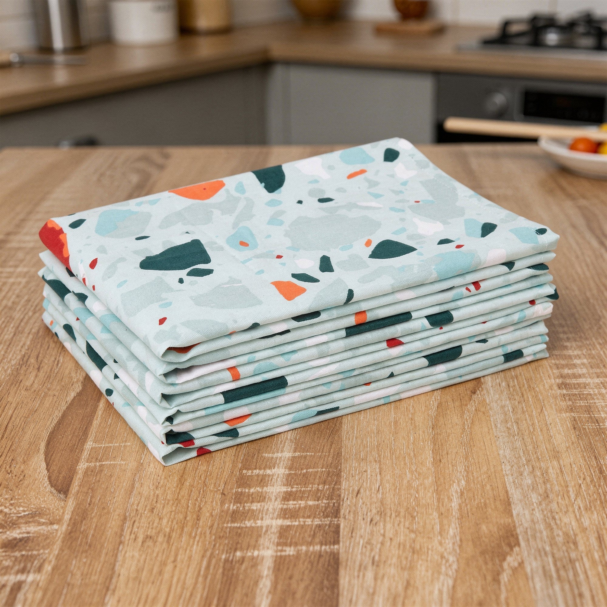 Cotton Terrazzo Mint Table Napkin