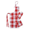 Cotton Buffalo Red Checks Apron + Oven Glove + Pot Holder (Pack of 3)