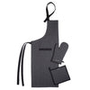 Cotton Butcher Checks Black Apron + Oven Glove + Pot Holder (Pack of 3)