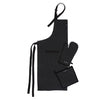 Cotton Butcher Stripes Black Apron + Oven Glove + Pot Holder (Pack of 3)