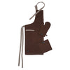 Cotton Dark Taupe & Beige Apron + Oven Glove + Pot Holder (Pack of 3)