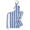 Cotton Franca Blue Stripes Apron + Oven Glove + Pot Holder (Pack of 3)