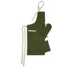 Cotton Leaf Green Apron + Oven Glove + Pot Holder (Pack of 3)