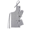 Cotton Roma Grey Stripes Apron + Oven Glove + Pot Holder (Pack of 3)