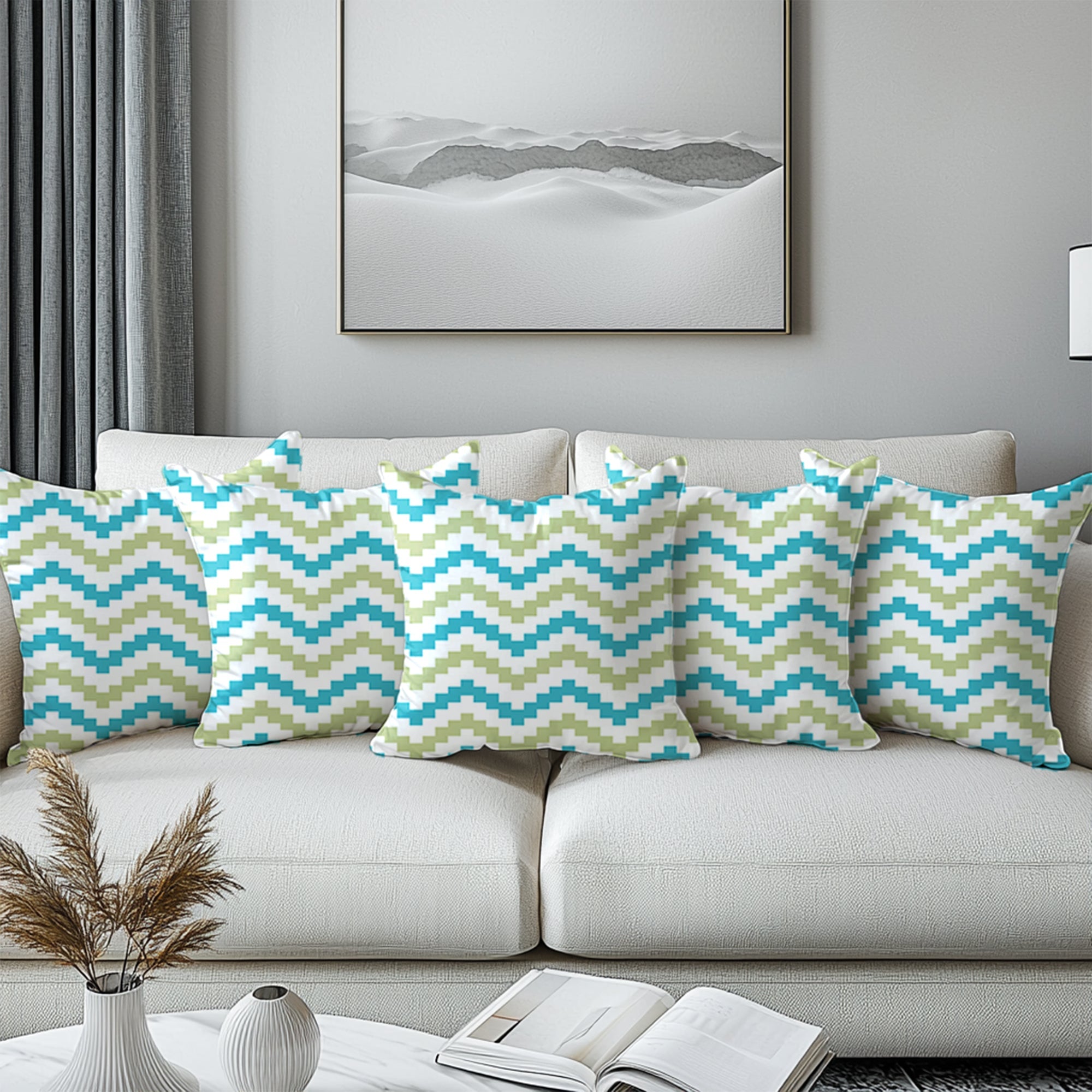 Micro Chevron Green Cushion Cover