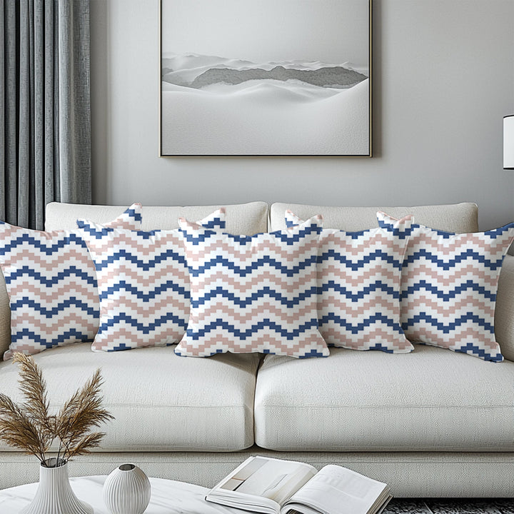 Micro Chevron Blue Cushion Cover