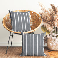 Cotton Roma Grey Stripes Cushion Cover (Pack of 2)
