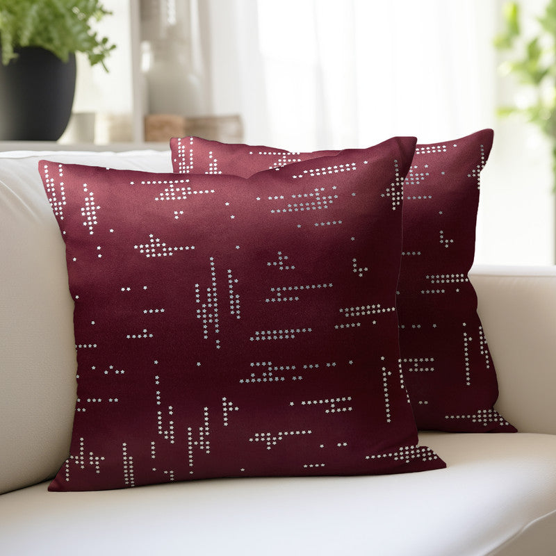 Blackout Polyester Citylight Maroon Cushion Cover Pack of 2