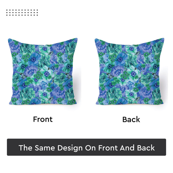 Blackout Polyester F2 Blue Cushion Cover (Pack of 2)