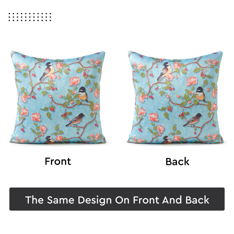 Blackout Polyester Sky Blue Birds Cushion Cover