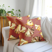 Blackout Polyester Gingko Plum Cushion Cover (Pack of 2)