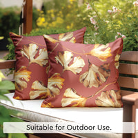 Blackout Polyester Gingko Plum Cushion Cover (Pack of 2)