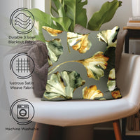 Blackout Polyester Gingko Grey Cushion Cover (Pack of 2)