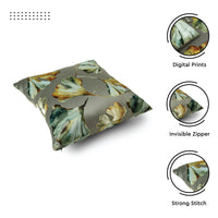 Blackout Polyester Gingko Grey Cushion Cover (Pack of 2)