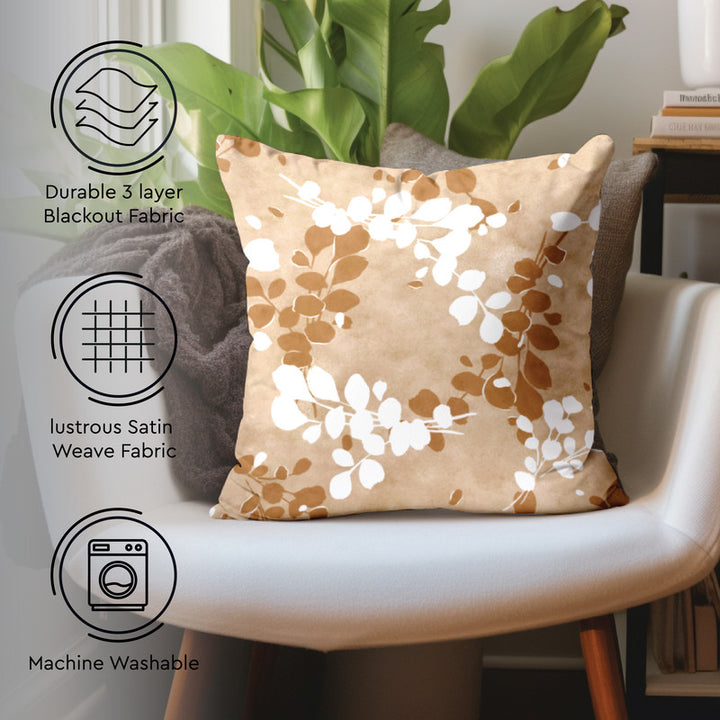 Blackout Polyester L2 Brown Cushion Cover (Pack of 2)