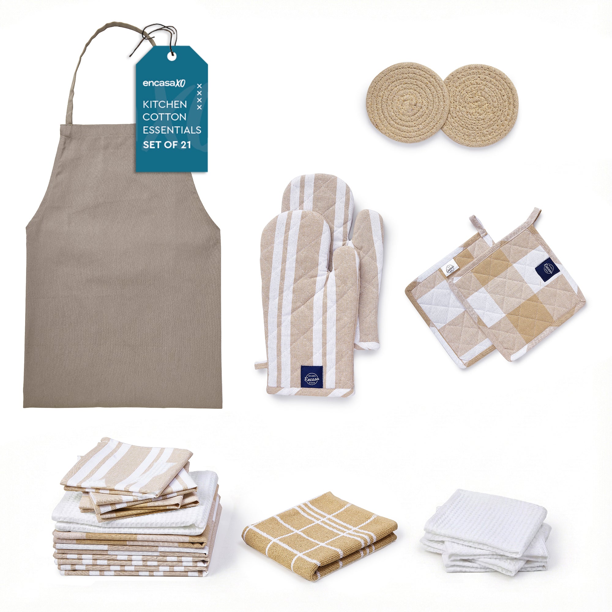 Cotton Beige Combo Kitchen Set (Pack of 21)