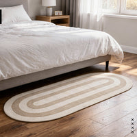 Reversible Round Rug Handwoven Natural Fiber Carpet Braided Area Rug | Neutral Boho Rug for Living Room, Bedroom, Nursery | Washable Area Rug Two Tone