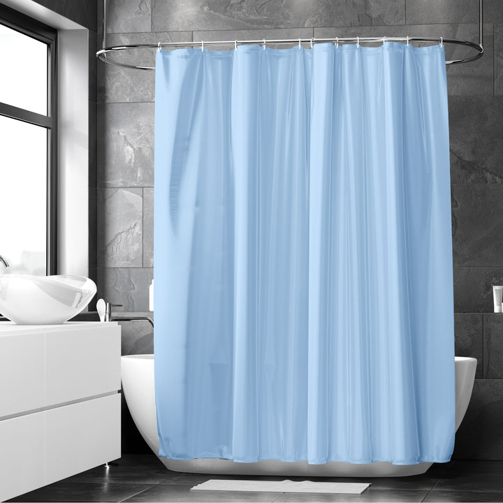 Polyester Blue Shower Curtain (Pack of 1)