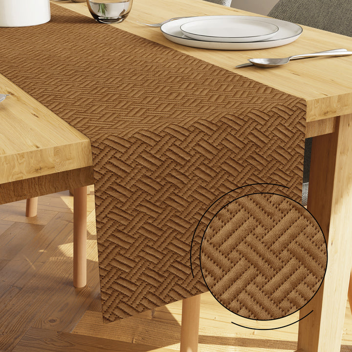Quilted Velvet Brown Table Runner