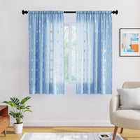 Polyester Dollar Blue Curtain (Pack of 2)