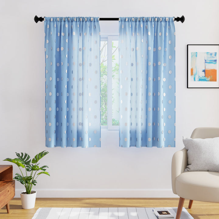 Polyester Dollar Blue Curtain (Pack of 2)