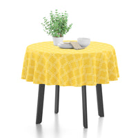Polyester Yellow Trellis Table Cloth (Pack of 1)