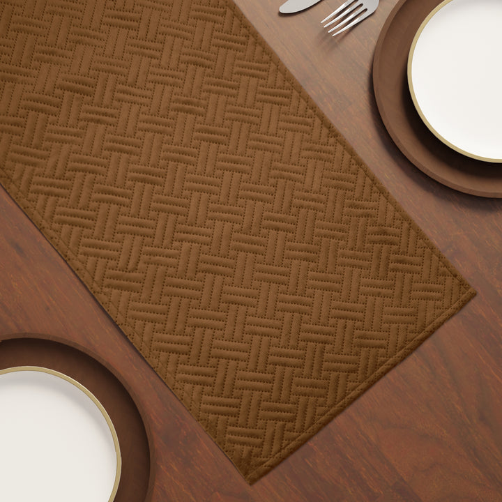 Quilted Velvet Tan Table Runner
