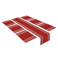 Cotton Ladder Red Table Runner+Placemat (Pack of 7)