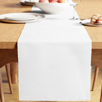 Ribbed Cotton White Table Runner (Pack of 1)