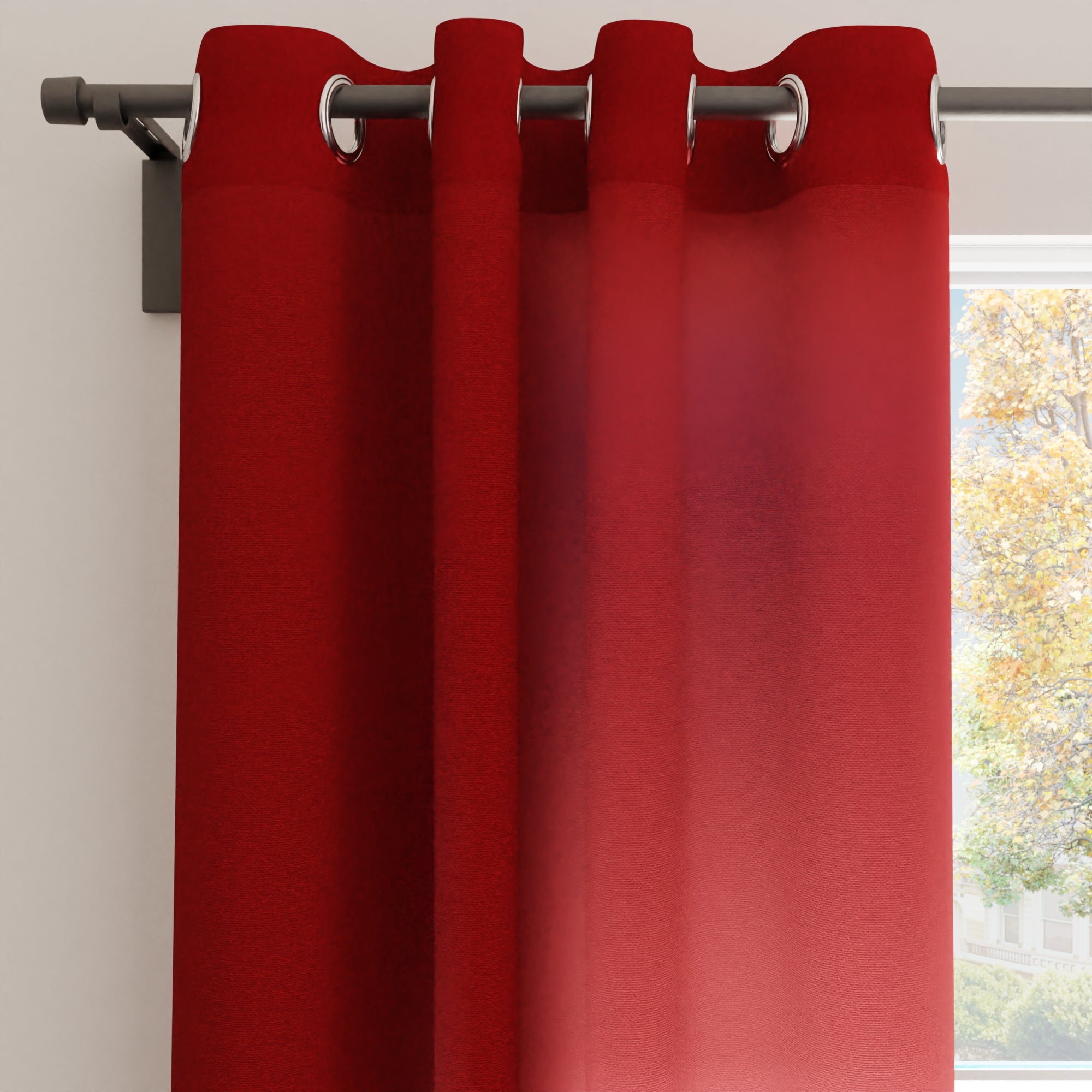 Canvas Deep Red Curtain (Pack of 1)