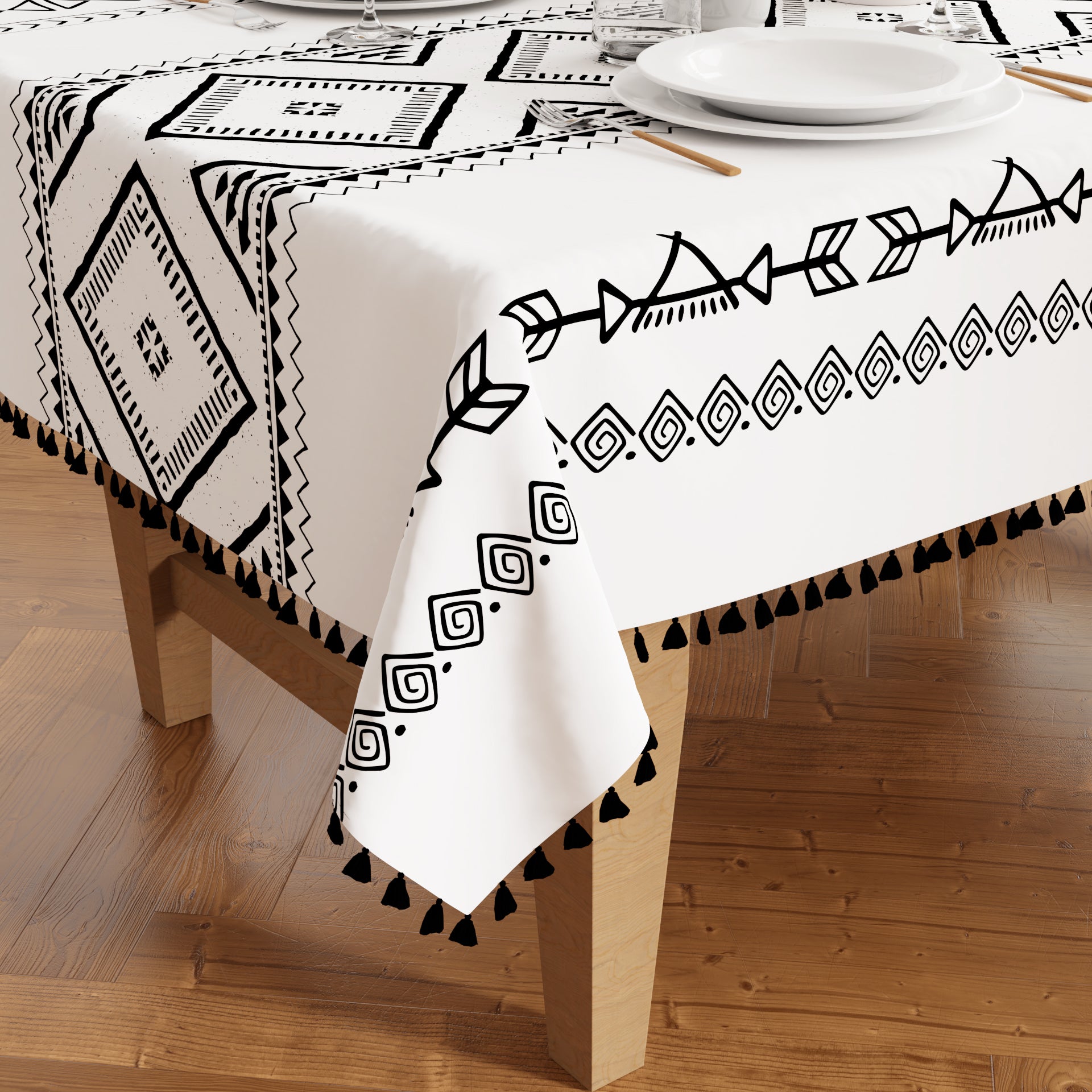 Polyester Boho Panel Table Cloth (Pack of 1)