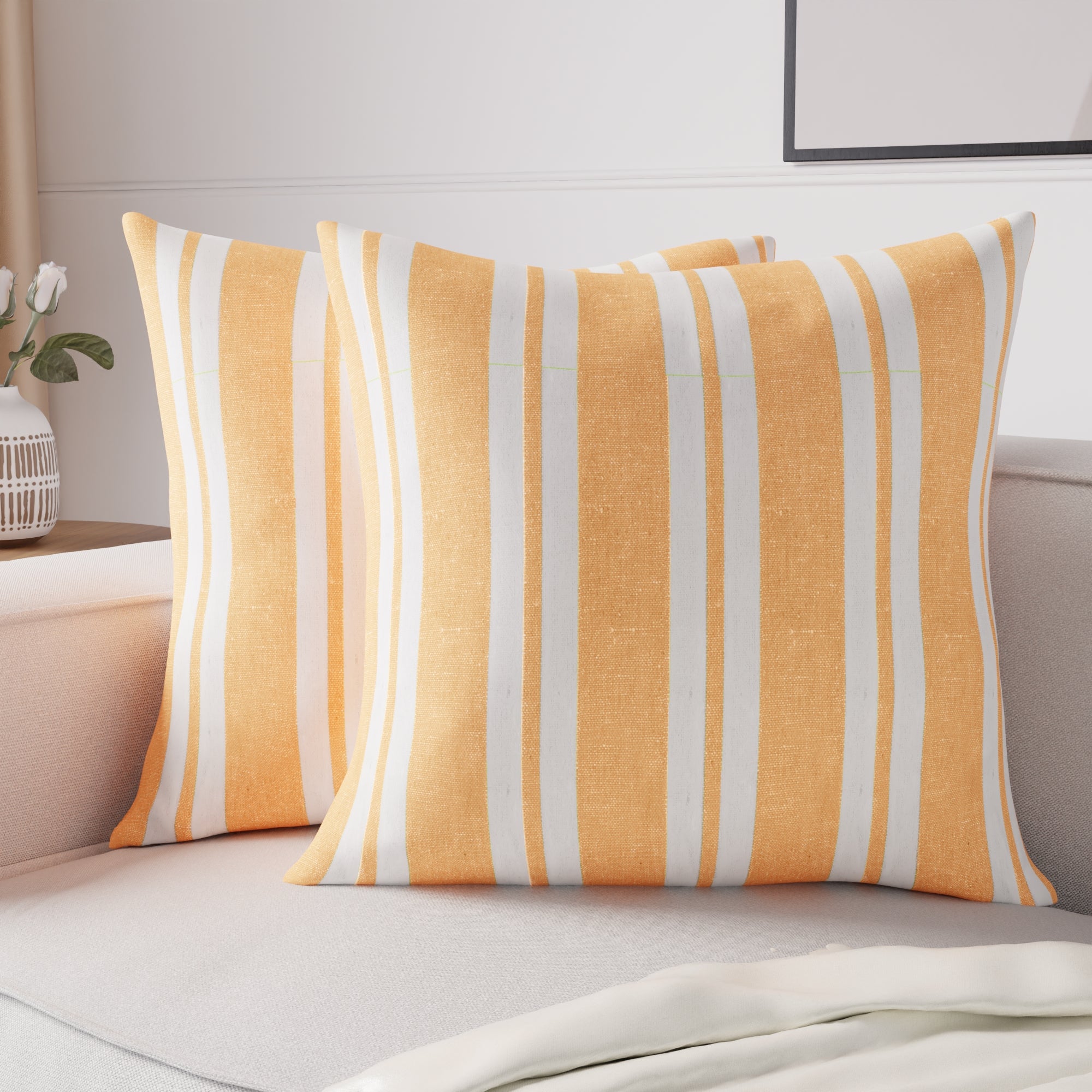 RC Yarn-Dyed Franca Yellow Stripes Cushion Cover (Pack of 2)